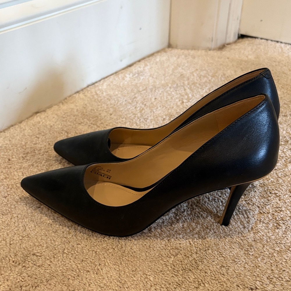 Coach Classic Black Leather Heels - Picture 3 of 9
